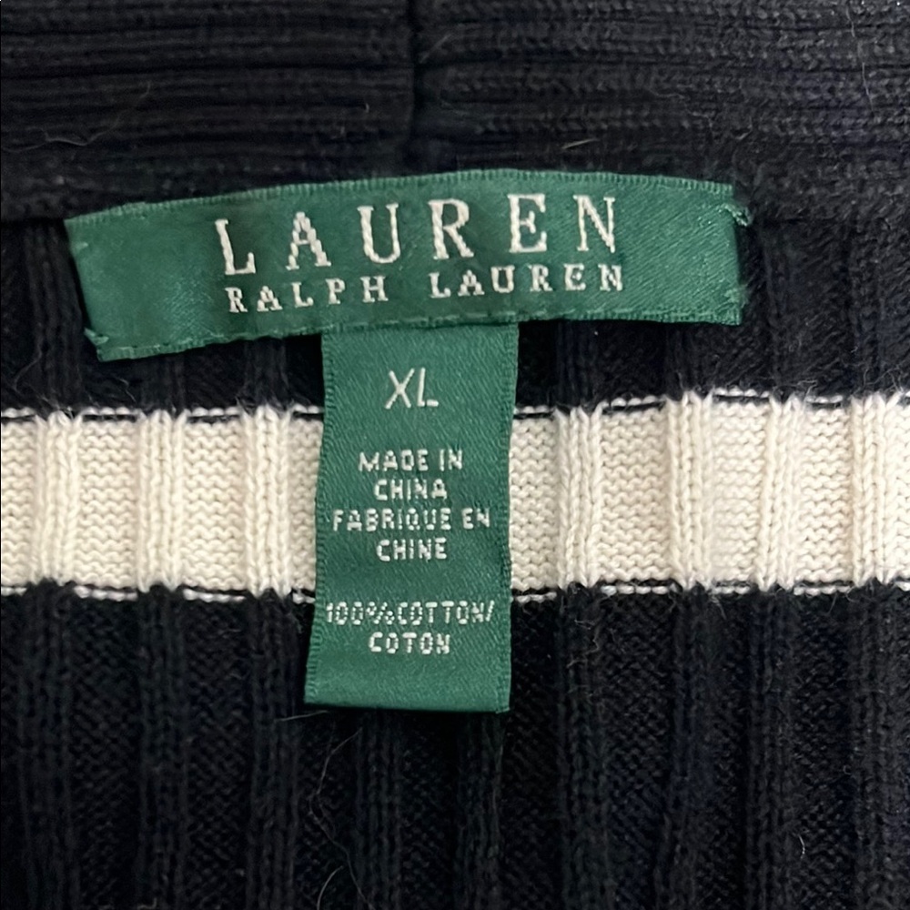 Lauren Ralph Lauren VTG Striped Cotton Sweater XL Gold Crest Button Preppy - Picture 6 of 9